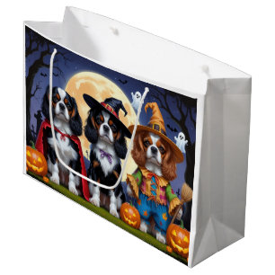Cavalier King Charles Spaniel  Pumpkin Halloween Large Gift Bag