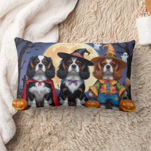 Cavalier King Charles Spaniel  Pumpkin Halloween Lumbar Pillow