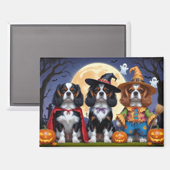 Cavalier King Charles Spaniel  Pumpkin Halloween Magnet (Front/Back)