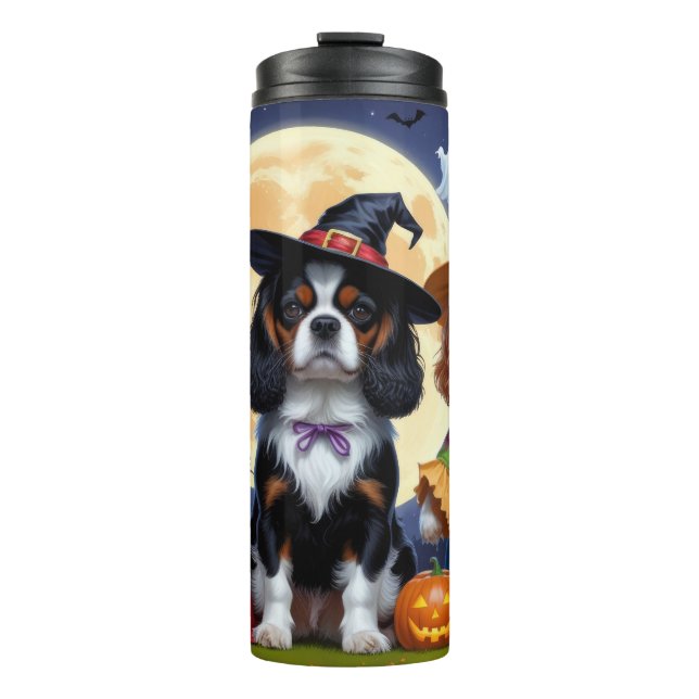 Cavalier King Charles Spaniel  Pumpkin Halloween Thermal Tumbler (Front)