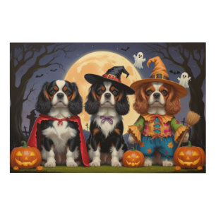Cavalier King Charles Spaniel Pumpkin Halloween Wood Wall Art