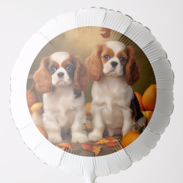 Cavalier King Charles Spaniel Puppy Autumn Pumpkin Balloon (Front)