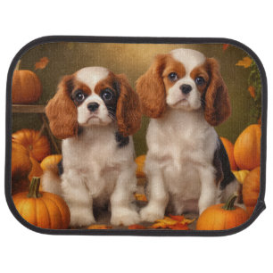 Cavalier King Charles Spaniel Puppy Autumn Pumpkin Car Floor Mat