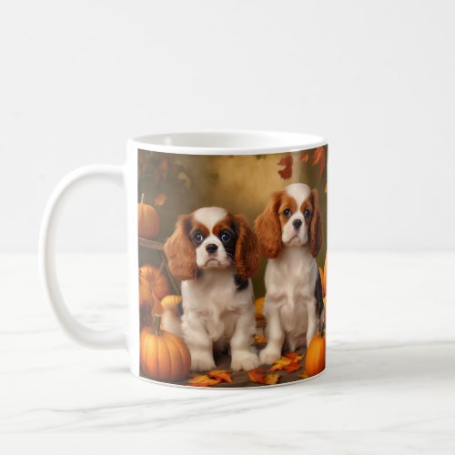 Cavalier King Charles Spaniel Puppy Autumn Pumpkin Coffee Mug