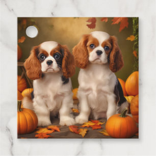 Cavalier King Charles Spaniel Puppy Autumn Pumpkin Favor Tags