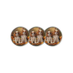 Cavalier King Charles Spaniel Puppy Autumn Pumpkin Golf Ball Marker