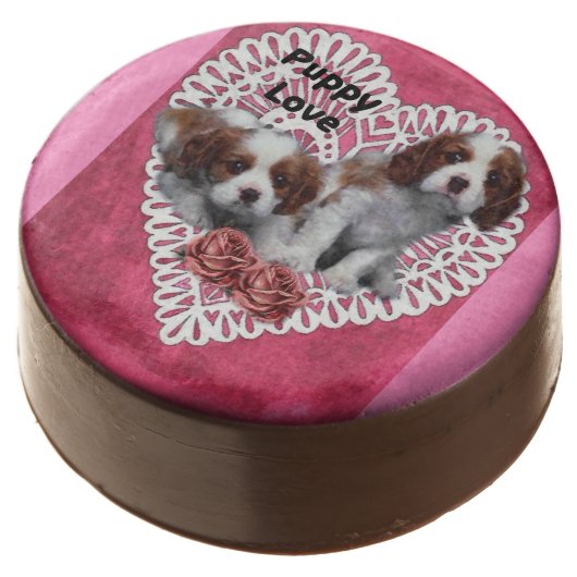 Cavalier King Charles Spaniel Puppy Love Chocolate Dipped Oreo (Angled)