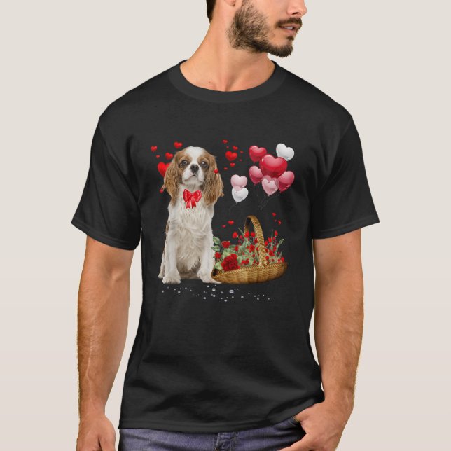 Cavalier King Charles Spaniel Red Heart Valentine  T-Shirt (Front)