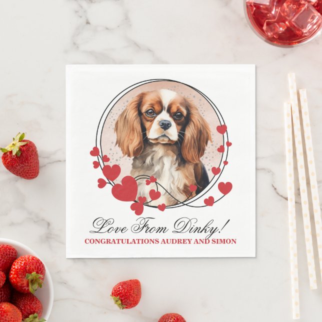 Cavalier King Charles Spaniel Red Heart Wreath Napkins (Insitu)
