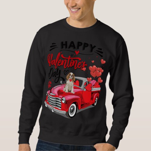 Cavalier King Charles Spaniel Red Truck Happy Vale Sweatshirt