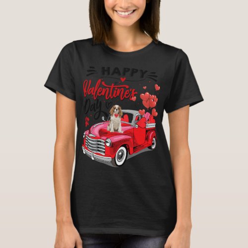 Cavalier King Charles Spaniel Red Truck Happy Vale T_Shirt