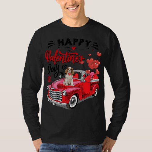 Cavalier King Charles Spaniel Red Truck Happy Vale T_Shirt