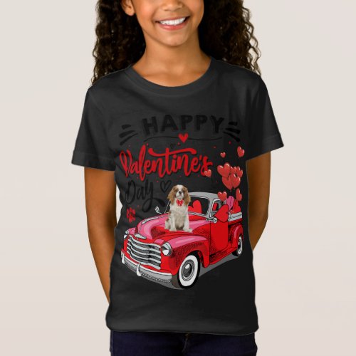 Cavalier King Charles Spaniel Red Truck Happy Vale T_Shirt