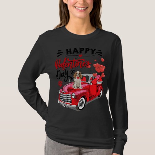 Cavalier King Charles Spaniel Red Truck Happy Vale T_Shirt