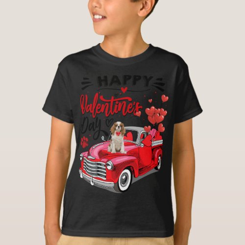 Cavalier King Charles Spaniel Red Truck Happy Vale T_Shirt