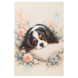 Cavalier King Charles Spaniel Resting on a Cozy Pi Metal Print