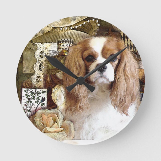 Cavalier King Charles Spaniel Round Clock (Front)