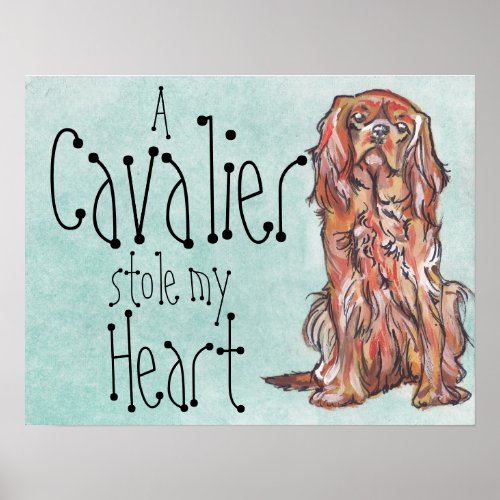 cavalier king charles spaniel ruby art poster