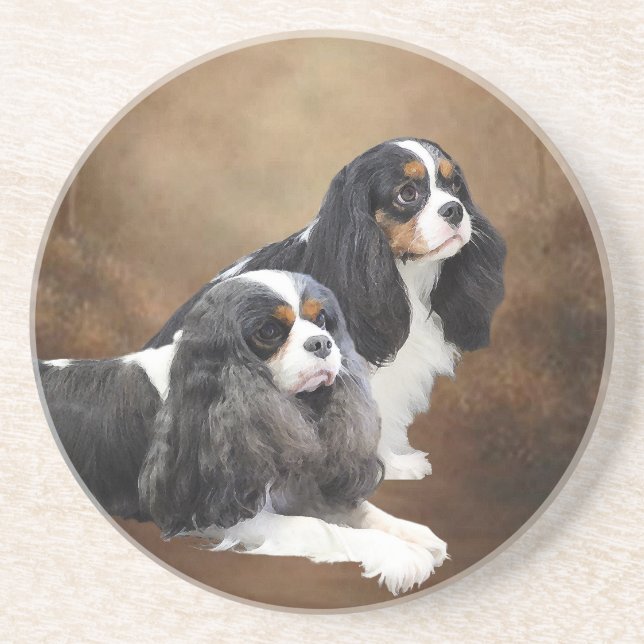 Cavalier King Charles Spaniel Sandstone Coaster (Front)