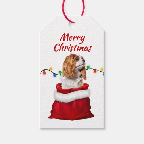 Cavalier King Charles Spaniel Santa Bag Gift Tags