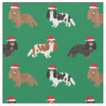 Cavalier King Charles Spaniel santa green Fabric