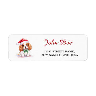 Cavalier King Charles Spaniel Santa Hat Christmas Label