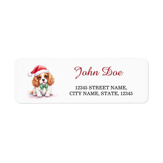 Cavalier King Charles Spaniel Santa Hat Christmas Label (Front)