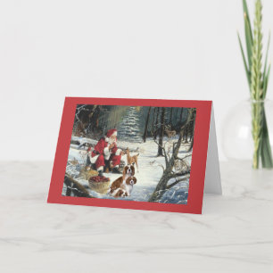 Cavalier King Charles Spaniel SantaChristmas Card