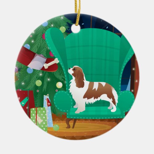 Cavalier King Charles Spaniel _ Santas Gift Ceramic Ornament