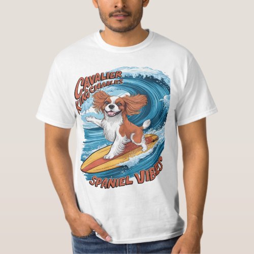 Cavalier King Charles Spaniel Shreds Wave Surfing T_Shirt