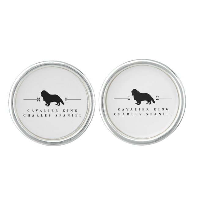 Cavalier King Charles Spaniel silhouette -1- Cufflinks (Front)