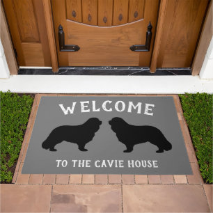 Cavalier King Charles Spaniel Silhouettes Custom Doormat