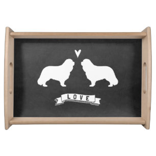 Cavalier King Charles Spaniel Silhouettes Love Serving Tray