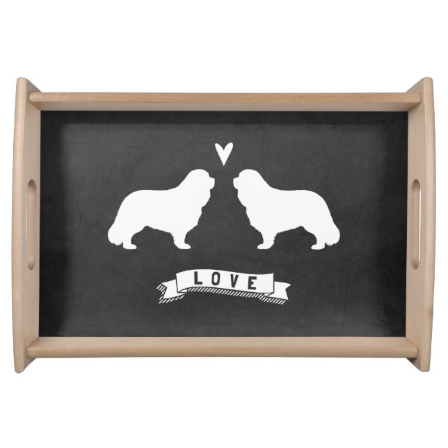 Cavalier King Charles Spaniel Silhouettes Love Serving Tray (Front)