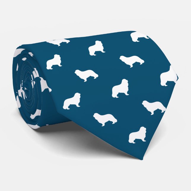 Cavalier King Charles Spaniel Silhouettes Pattern Neck Tie (Rolled)
