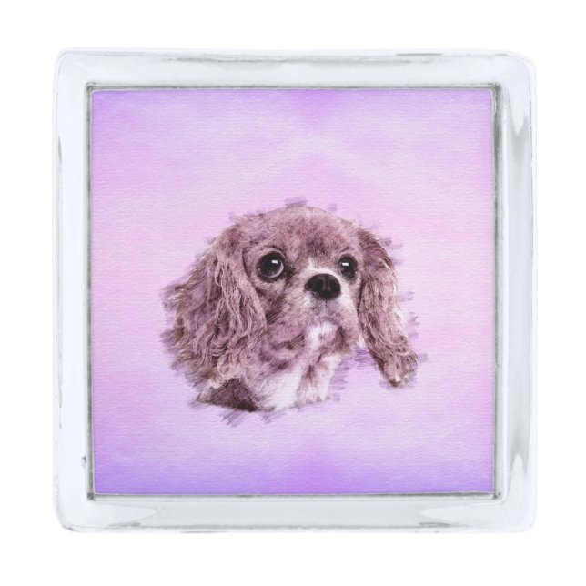 Cavalier King Charles Spaniel Silver Finish Lapel Pin (Front)