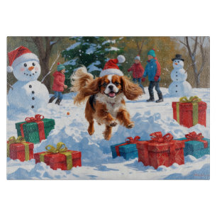 Cavalier King Charles Spaniel Snow with Christmas Cutting Board