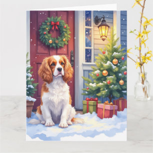 Cavalier King Charles Spaniel Snowy Christmas Card