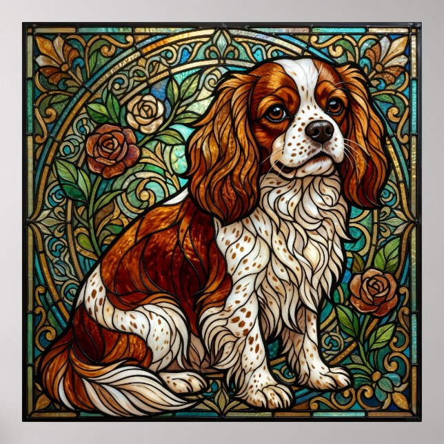 Cavalier King Charles Spaniel Stained Glass Poster (Front)
