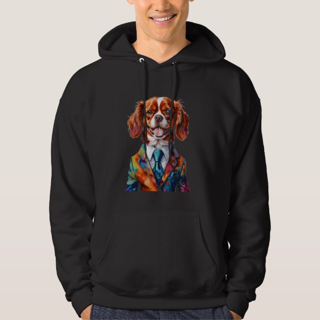 Cavalier King Charles Spaniel Suit Dog Funny Print Hoodie (Front)
