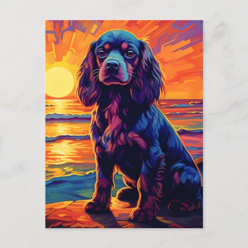 Cavalier King Charles Spaniel Sunset  Sunrise Postcard