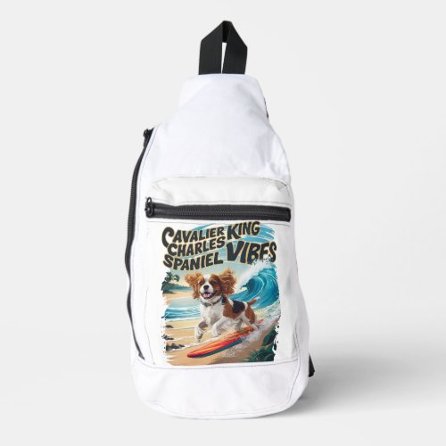 Cavalier King Charles Spaniel Surfing Sling Bag