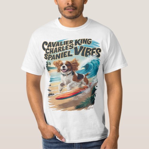 Cavalier King Charles Spaniel Surfing T_Shirt