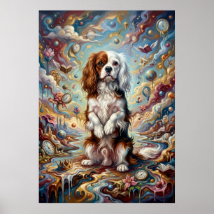 Cavalier King Charles Spaniel Surreal Fantasy Art Poster