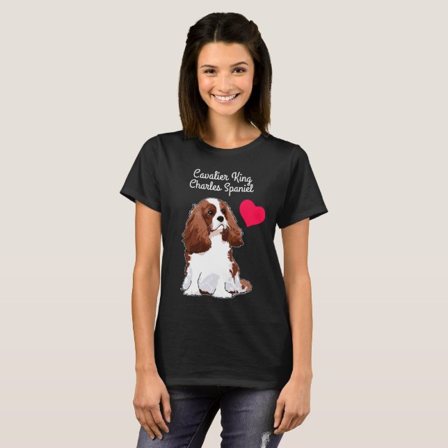 Cavalier King Charles Spaniel T-Shirt (Black) (Front Full)