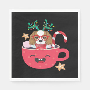Cavalier King Charles Spaniel Teacup Xmas Holiday  Napkins