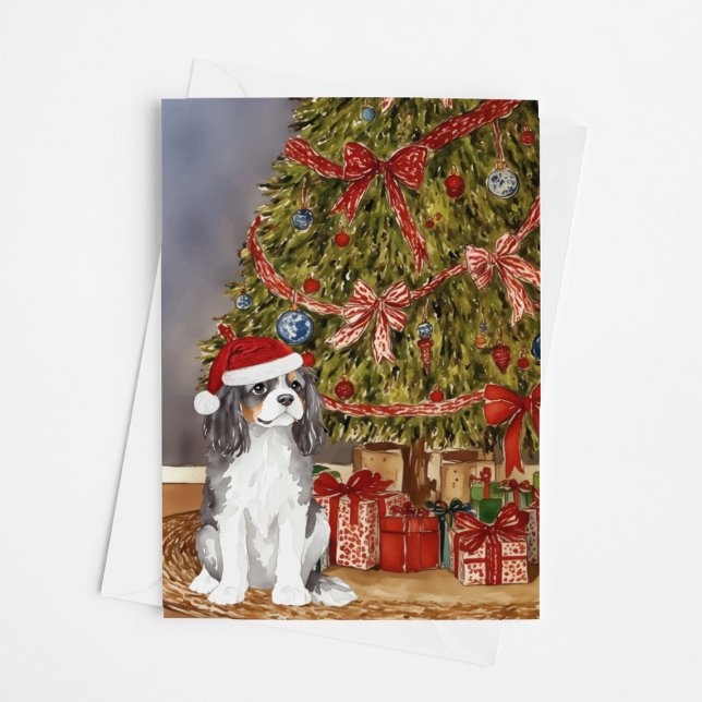 Cavalier King Charles Spaniel Tri Color Christmas Card (Creator Uploaded)