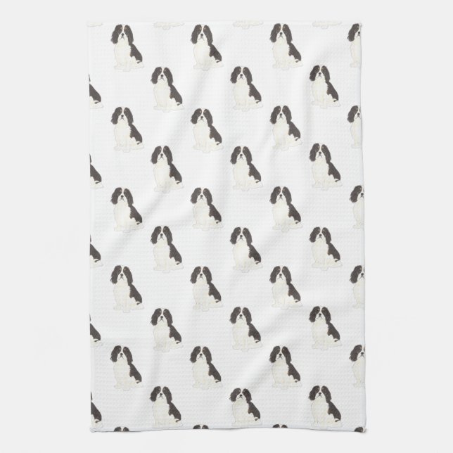 Cavalier King Charles Spaniel (Tricolor) Kitchen Towel (Vertical)