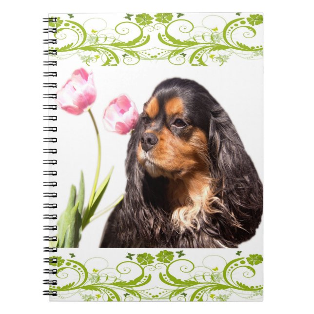 Cavalier King Charles Spaniel Tulips Notebook (Front)