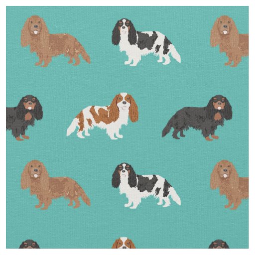 Cavalier King Charles Spaniel turquoise Fabric